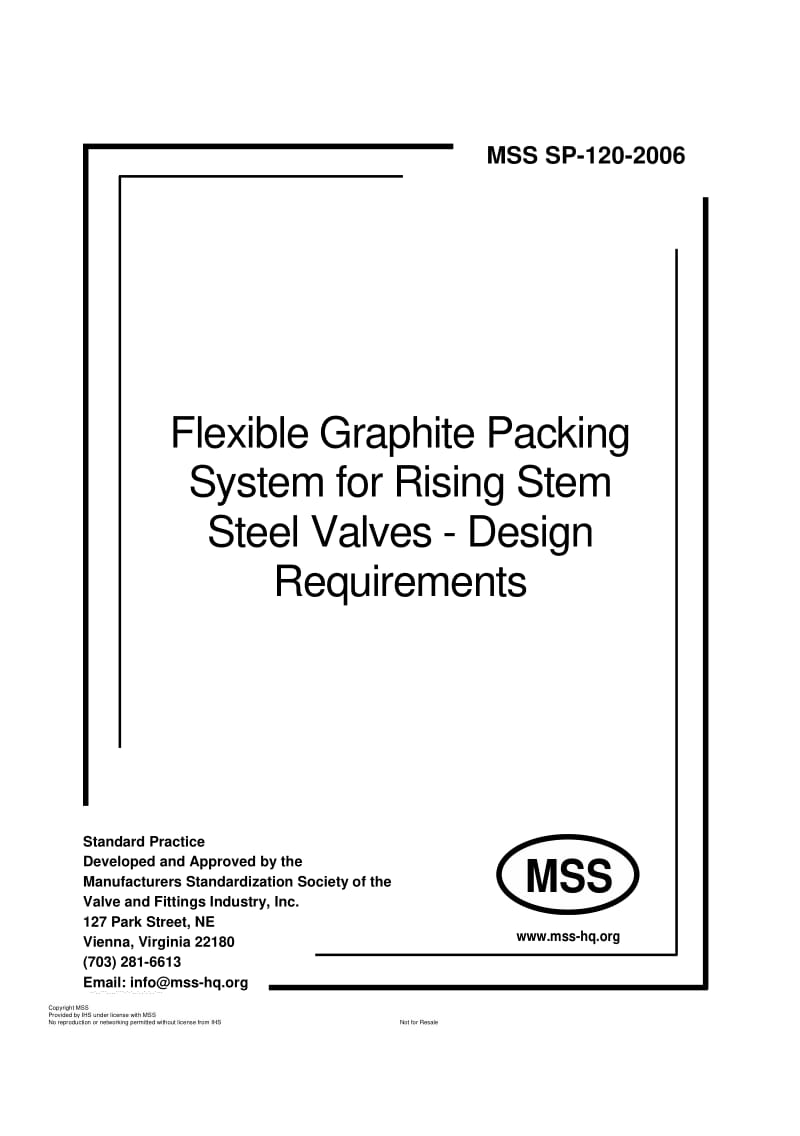 MSS SP-120-2006 Flexible Graphite Packing System for Rising Stem Steel Valves - Design Requirements.pdf_第1页