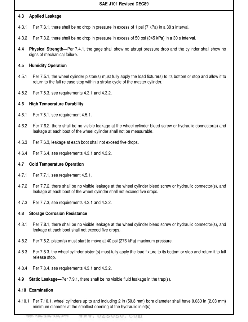 SAE J101-1989 HYDRAULIC WHEEL CYLINDERS FOR AUTOMOTIVE DRUM BRAKES.pdf_第2页