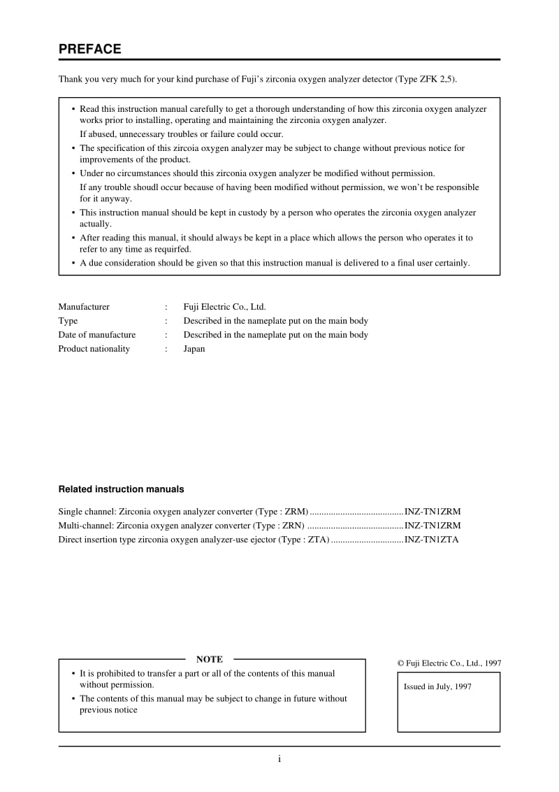 ZIRCONIA OXYGEN ANALYZER DETECTOR（ZFK系列） .pdf_第2页