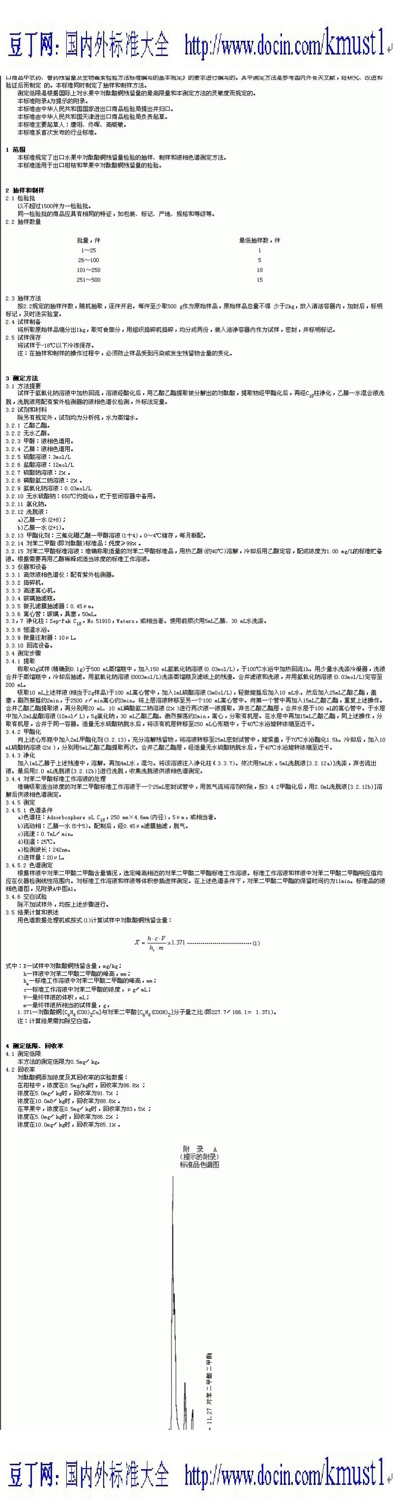 【SN商检行业标准】SN 0652-1997 出口水果中对酞酸铜残留量检验方法.pdf_第1页