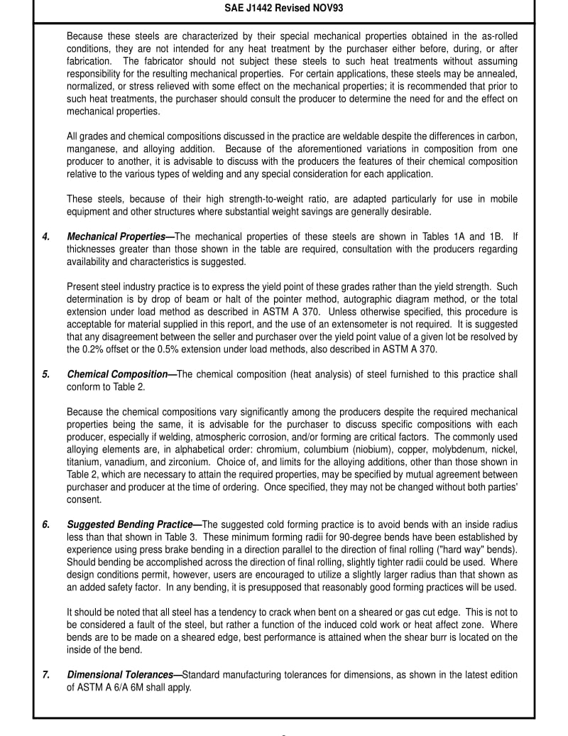 SAE J1442-1993 HIGH-STRENGTH, HOT-ROLLED STEEL PLATES, BARS, AND SHAPES.pdf_第3页