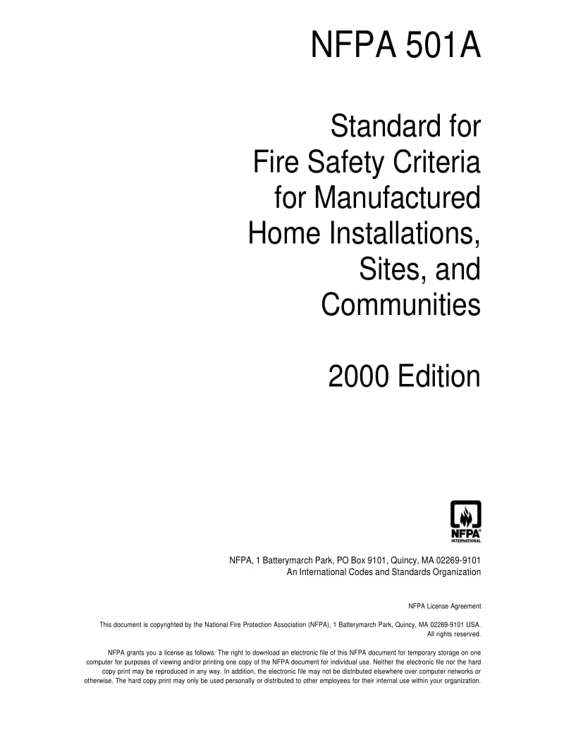 NFPA 501A-2000 Standard for Fire Safety Criteria1.pdf_第1页