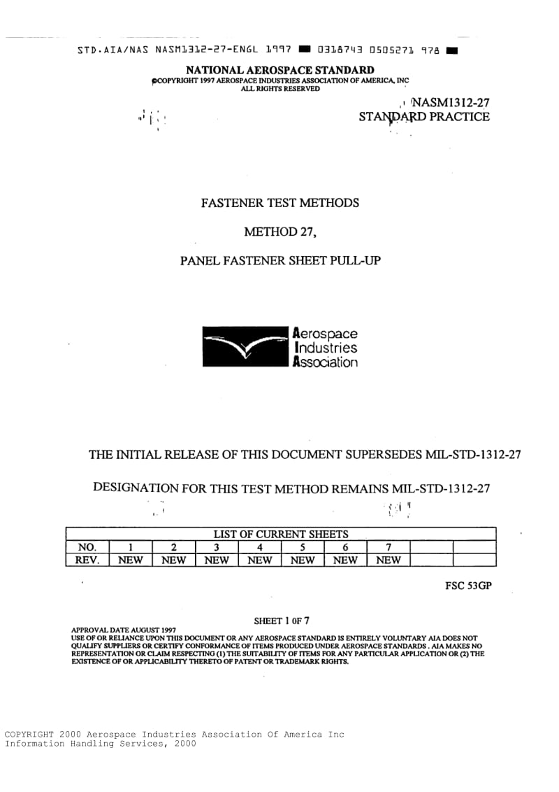 NASM 1312-27-1997 Fastener Test Methods, Method 27, Panel Fastener Sheet Pull.pdf_第2页