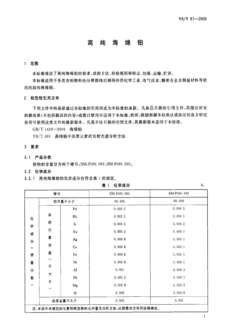 [有色冶金标准]-YST 81-2006 高纯海绵铂1.pdf_第3页