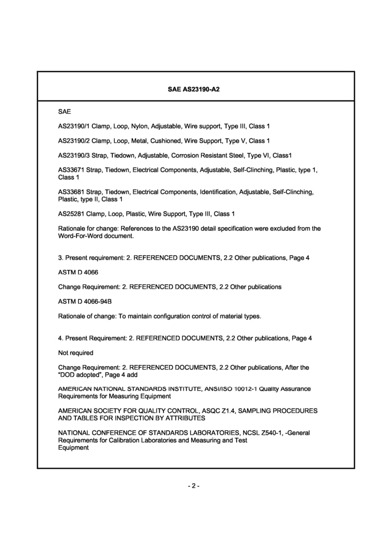 SAE AS 23190-A2-2006 Straps, Clamps, and Mounting Hardware, Plastic and Metal for Cable Harness Tying and Support.pdf_第2页