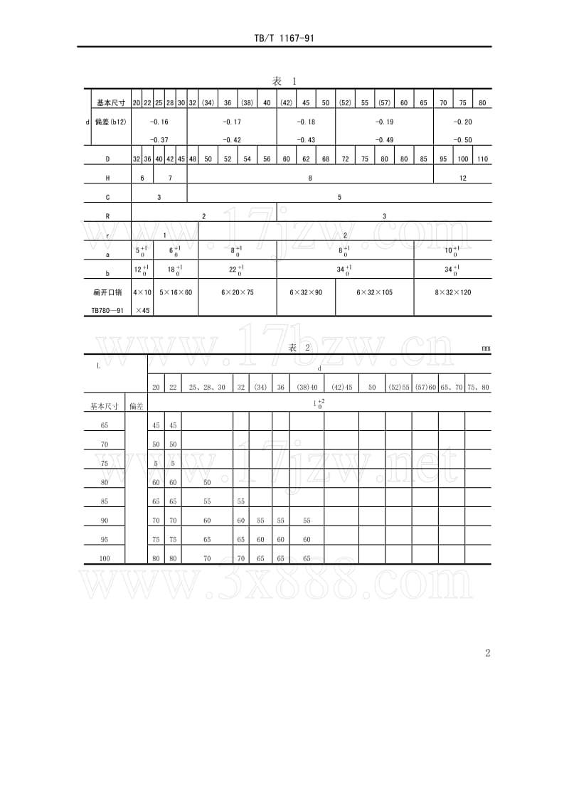 [铁路运输标准]-TBT 1167-1991 扁孔圆销.pdf_第2页