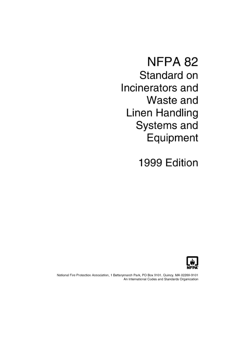 NFPA 82-1999 Incinerators and Waste and Linen Handling Systems and Equipment1.pdf_第1页