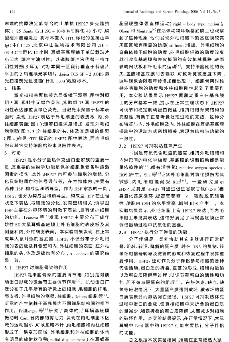 热休克蛋白27在耳蜗基底膜上的表达及其意义.pdf_第2页