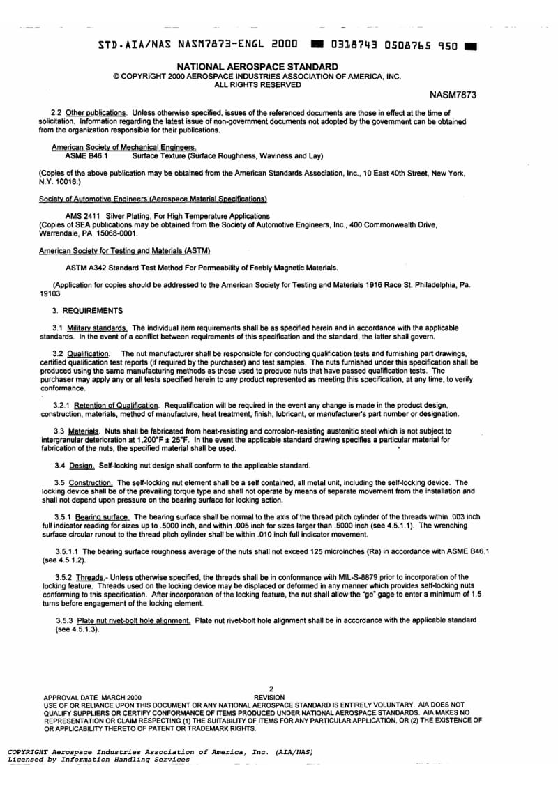 NASM 7873-2000 Nut, Self-locking, 1200 Degree F.pdf_第2页