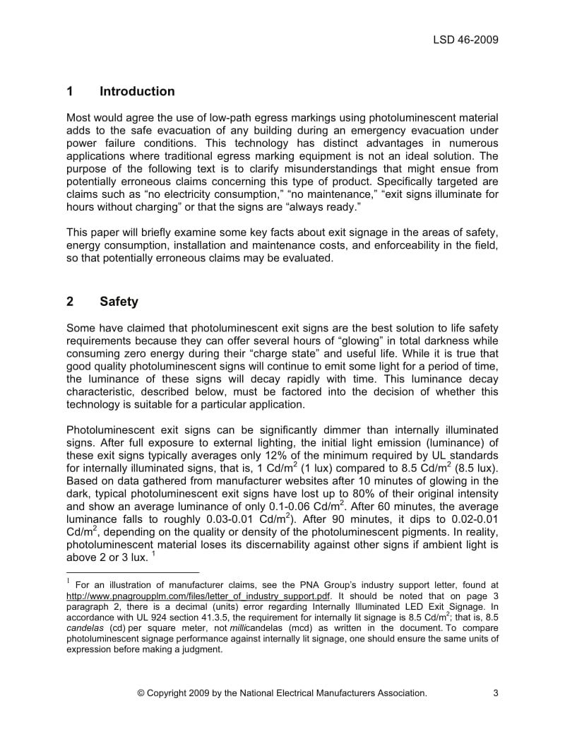 NEMA LSD 46-2009 Photoluminescent Exit Signage—Factual Review.pdf_第3页