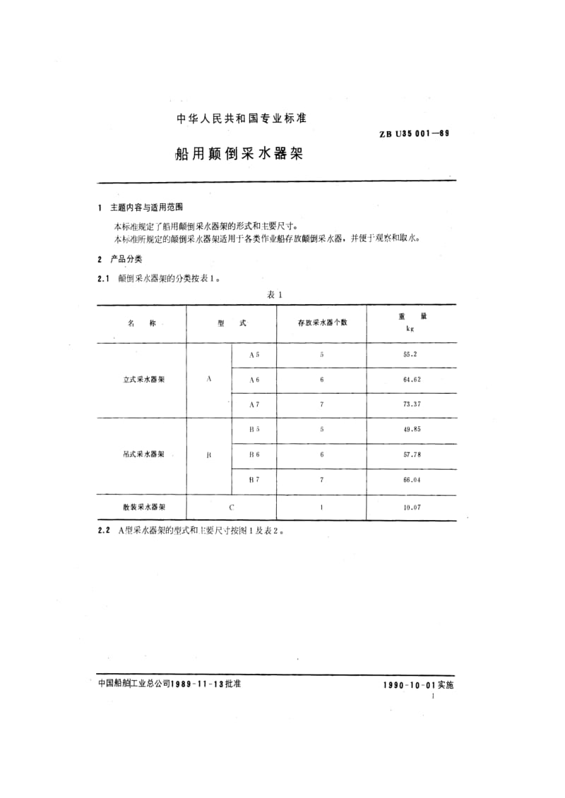 ZB U 35 001-89 船用颠倒采水器架.pdf.pdf_第2页