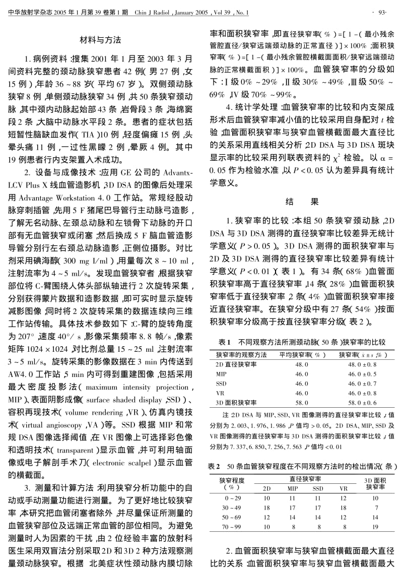 旋转DSA三维重建成像与常规DSA在颈动脉狭窄诊治中的比较研究.pdf_第2页