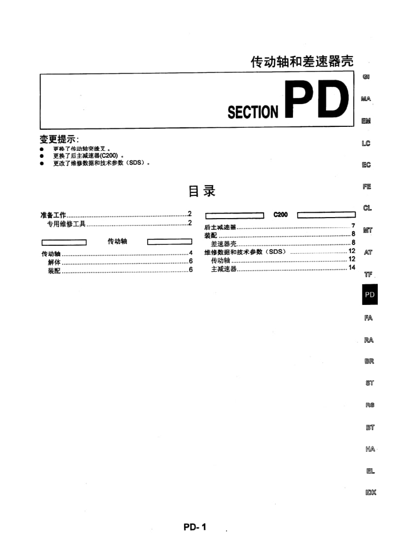 日产D22 98-10维修手册(增补2)-PD.pdf_第1页