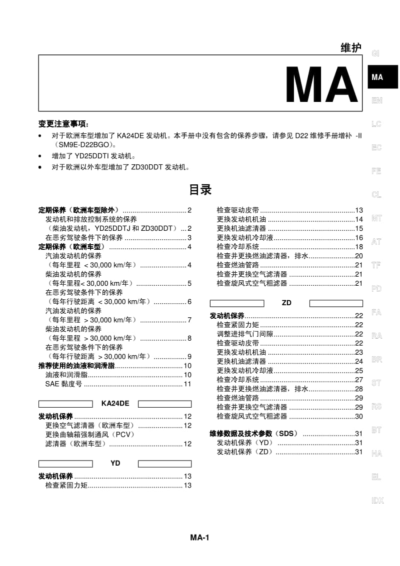 日产SM2C-1D22FG1维修手册-MA.pdf_第1页