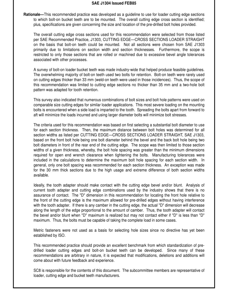 SAE J1304-1985 CUTTING EDGE.CROSS SECTIONS LOADER STRAIGHT WITH BOLT HOLES.pdf_第3页