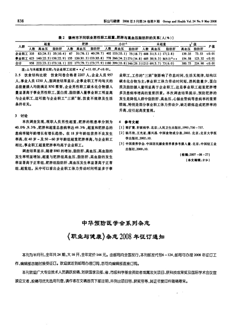 德州市不同职业男性体重指数与脂肪肝和高血压的关系.pdf_第2页