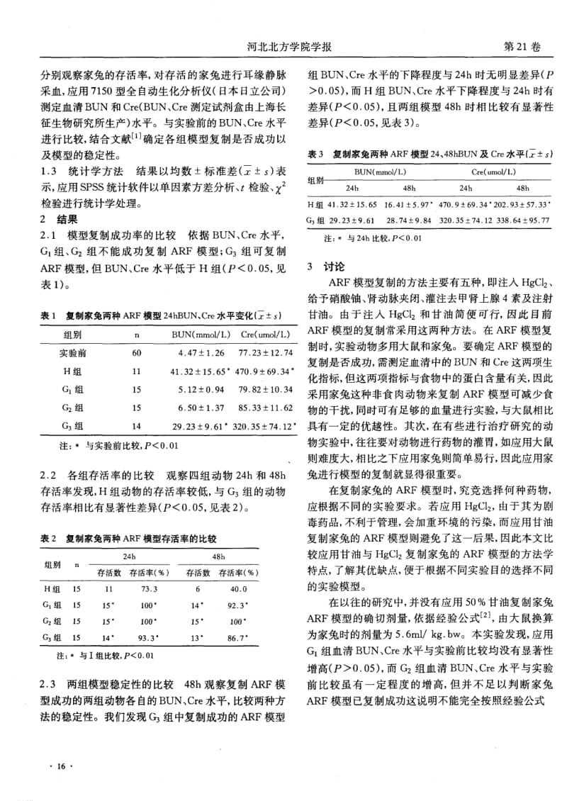 两种家兔急性肾功能衰竭模型复制的方法学比较.pdf_第2页