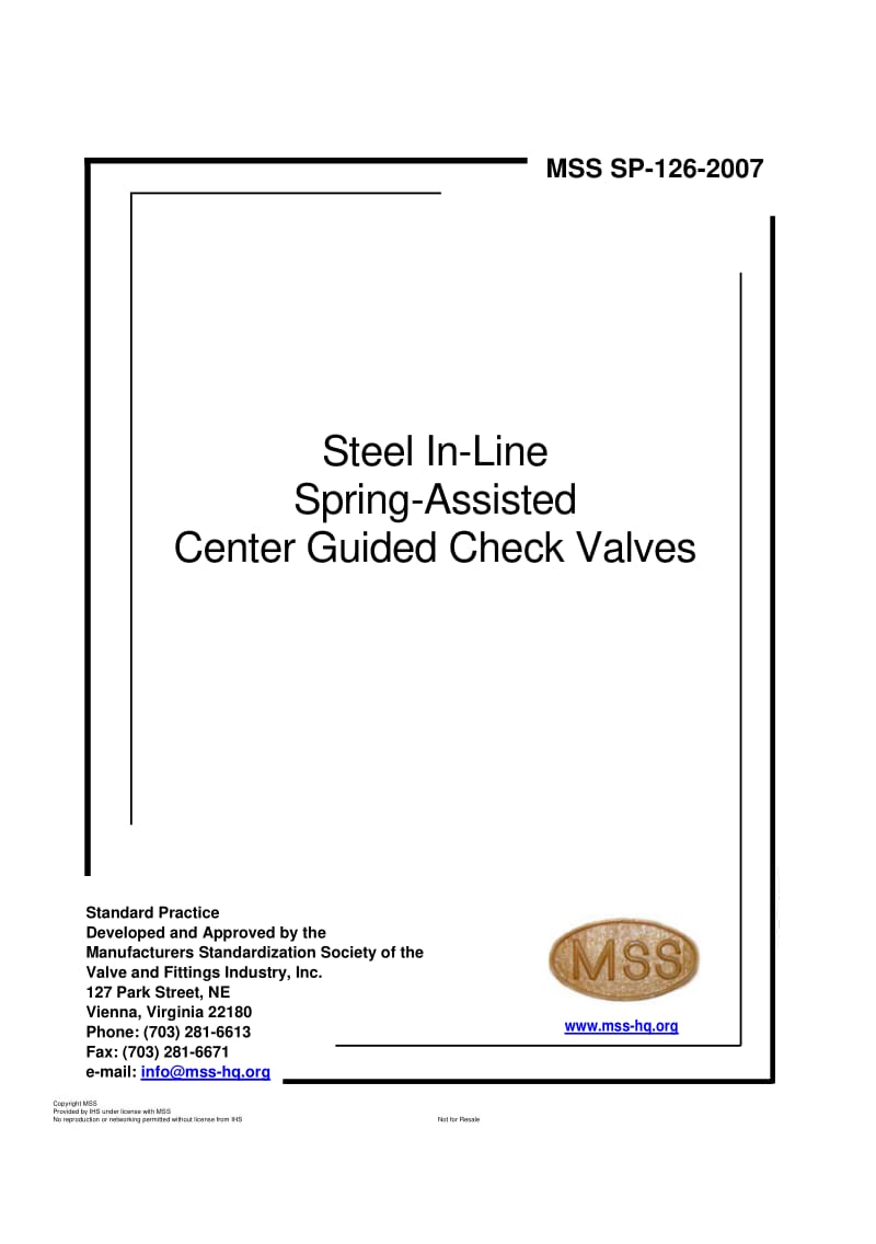 MSS SP-126-2007 Steel In-Line Spring-Assisted Center Guided Check Valves.pdf_第1页