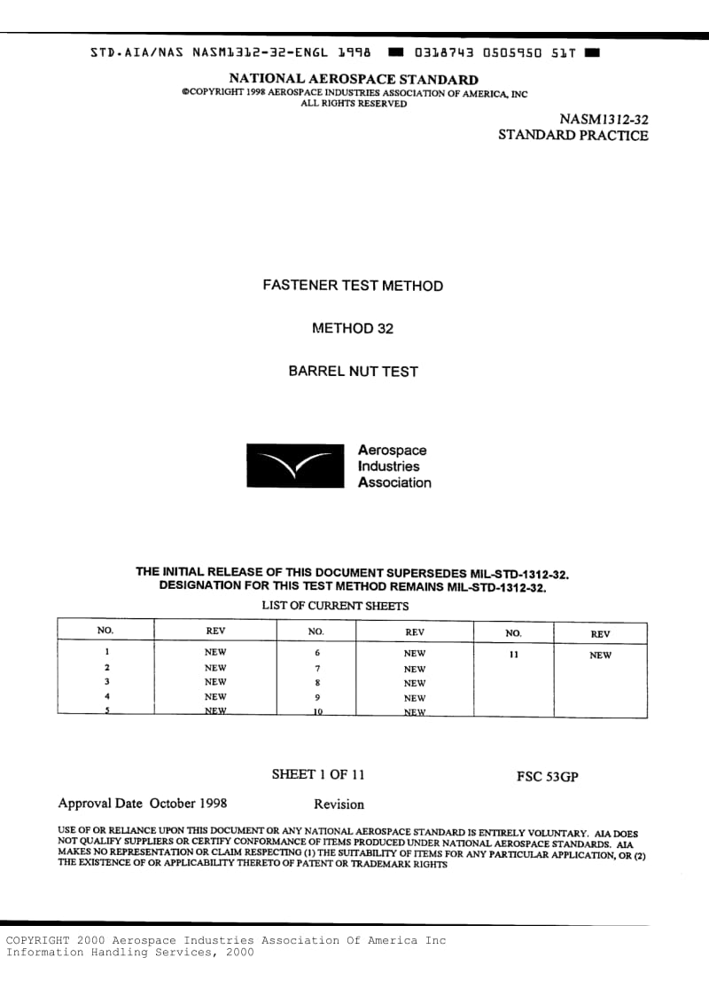 NASM 1312-32-1998 紧固件试验方法32 螺母测试.pdf_第1页