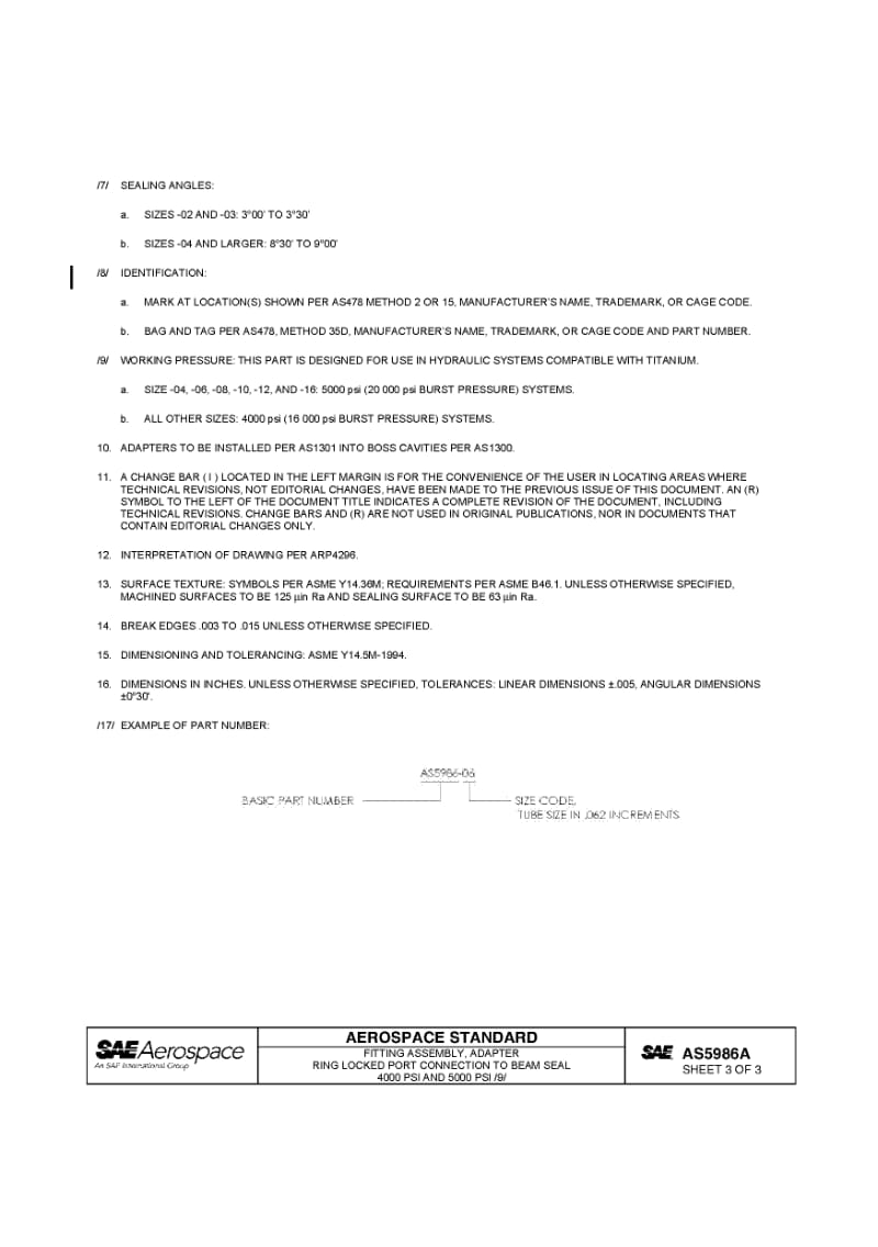 SAE AS 5986A-2008 fitting assembly, adapter ring locked port connection to beam seal 4000 psi and 5000 psi.pdf_第3页