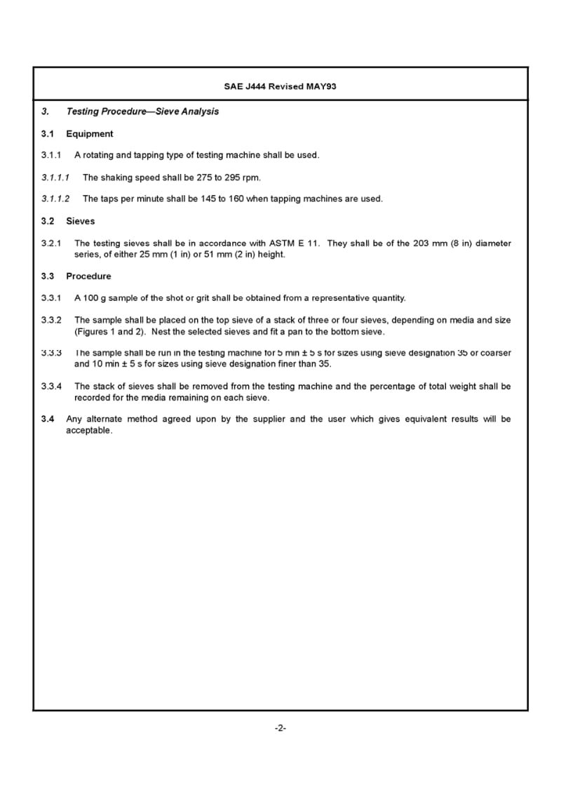 SAE J444-1993 CAST SHOT AND GRIT SIZE SPECIFICATIONS FOR PEENING AND CLEANING.pdf_第2页