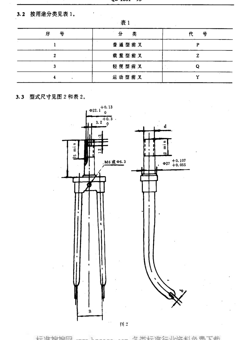 [轻工标准]-QBT 1881-1993 自行车 前叉.pdf_第3页