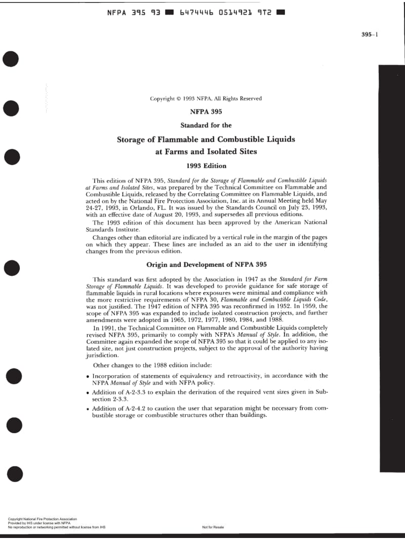 NFPA 395-1993 在野外和岛屿建筑工程中可燃和易燃液体的储存.pdf_第1页