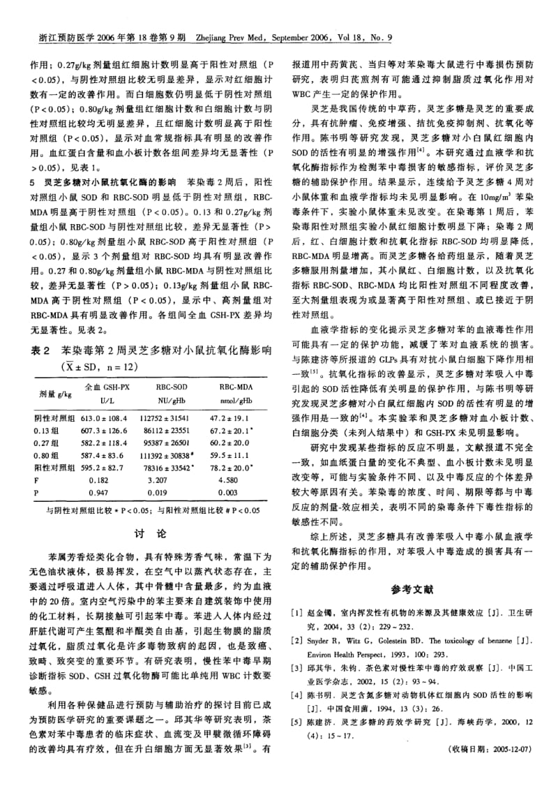 灵芝多糖对苯吸入中毒辅助保护功能的研究.pdf_第2页