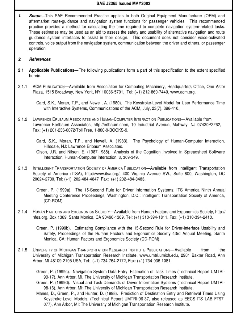 SAE J2365-2002 Calculation of the Time to Complete In-Vehicle Navigation and Route Guidance Tasks.pdf_第2页