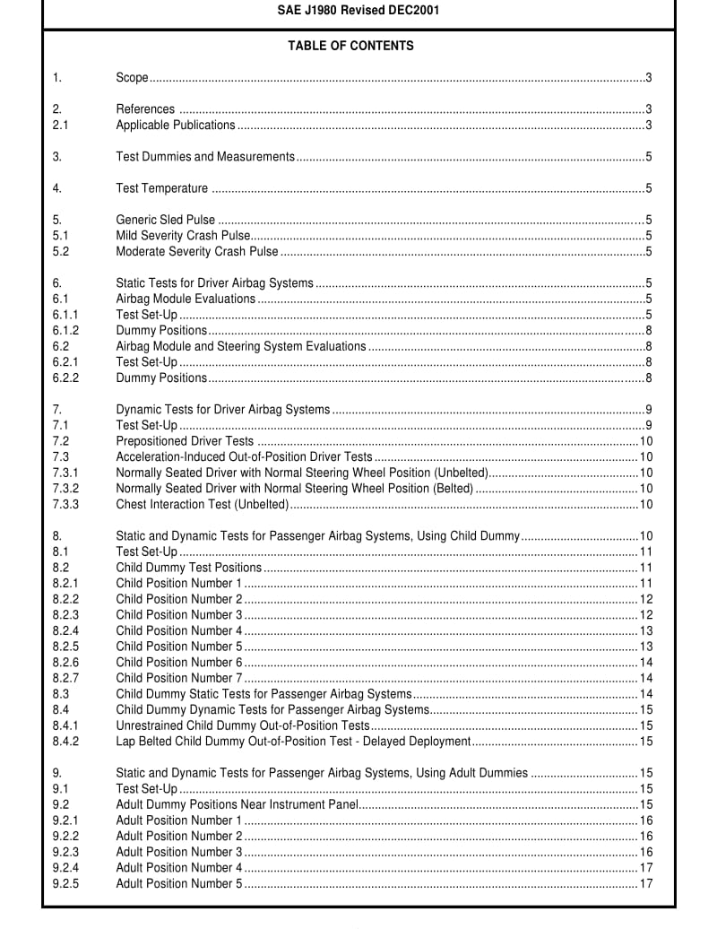 SAE J1980-2001 Guidelines for Evaluating Out-of-Position Vehicle Occupant Interactions with Deploying Frontal Airbags.pdf_第2页