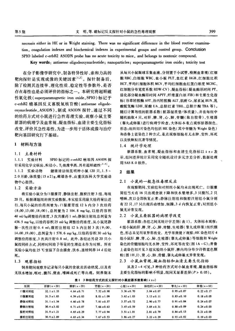 磁标记反义探针对小鼠的急性毒理观察.pdf_第2页