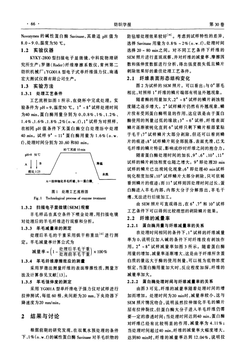 碱性蛋白酶对拉伸细化羊毛纤维性能的改善.pdf_第2页