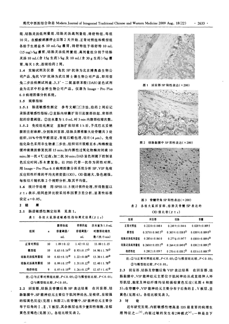 结肠灵汤对肠易激综合征大鼠肠组织及脊髓后角脑肠肽表达的影响.pdf_第2页