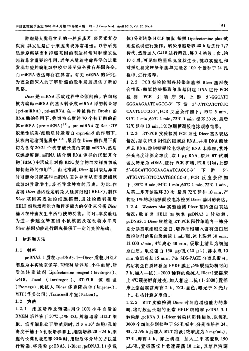 稳定转染DICER基因对HELF细胞功能的影响.pdf_第2页