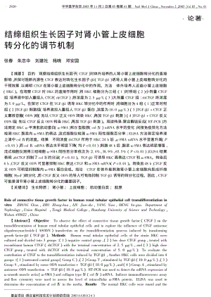 结缔组织生长因子对肾小管上皮细胞转分化的调节机制.pdf