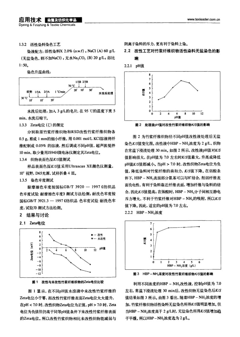 纺织导报-HBP-NH2改性竹浆纤维活性染料无盐染色性能的研究.pdf_第2页