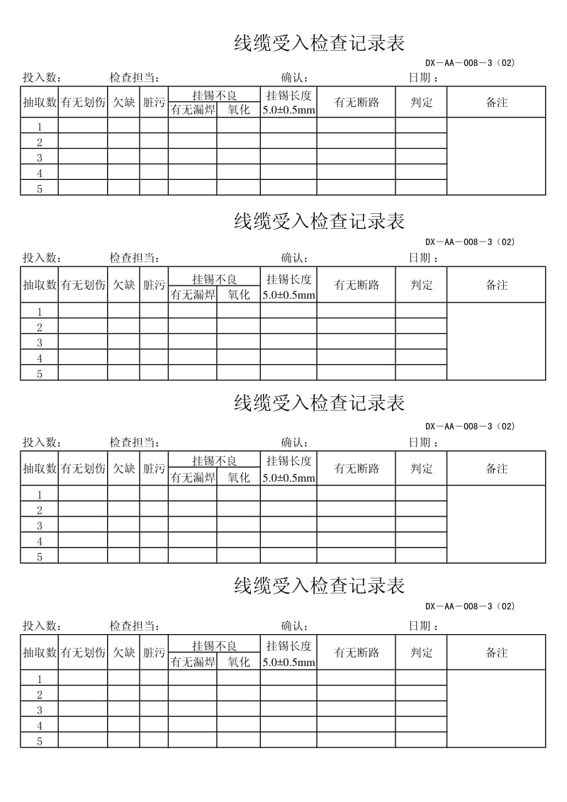 03092-质量管理体系认证-三级文件表格-仓库-外壳外观受入检查表.pdf_第2页