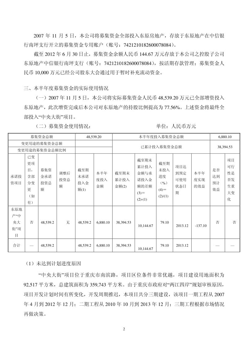 600565_ 迪马股份公司募集资金存放与实际使用情况的专项报告.pdf_第2页