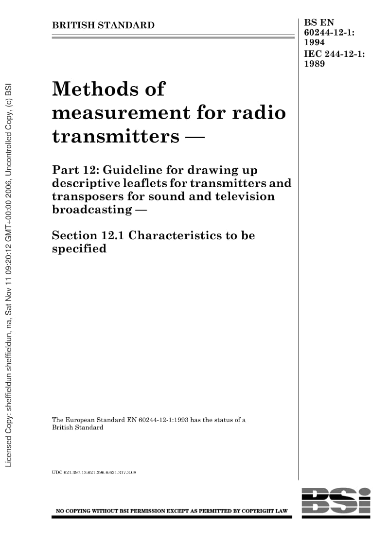 BS-EN-60244-12-1-1994 IEC-60244-12-1-1989.pdf_第1页