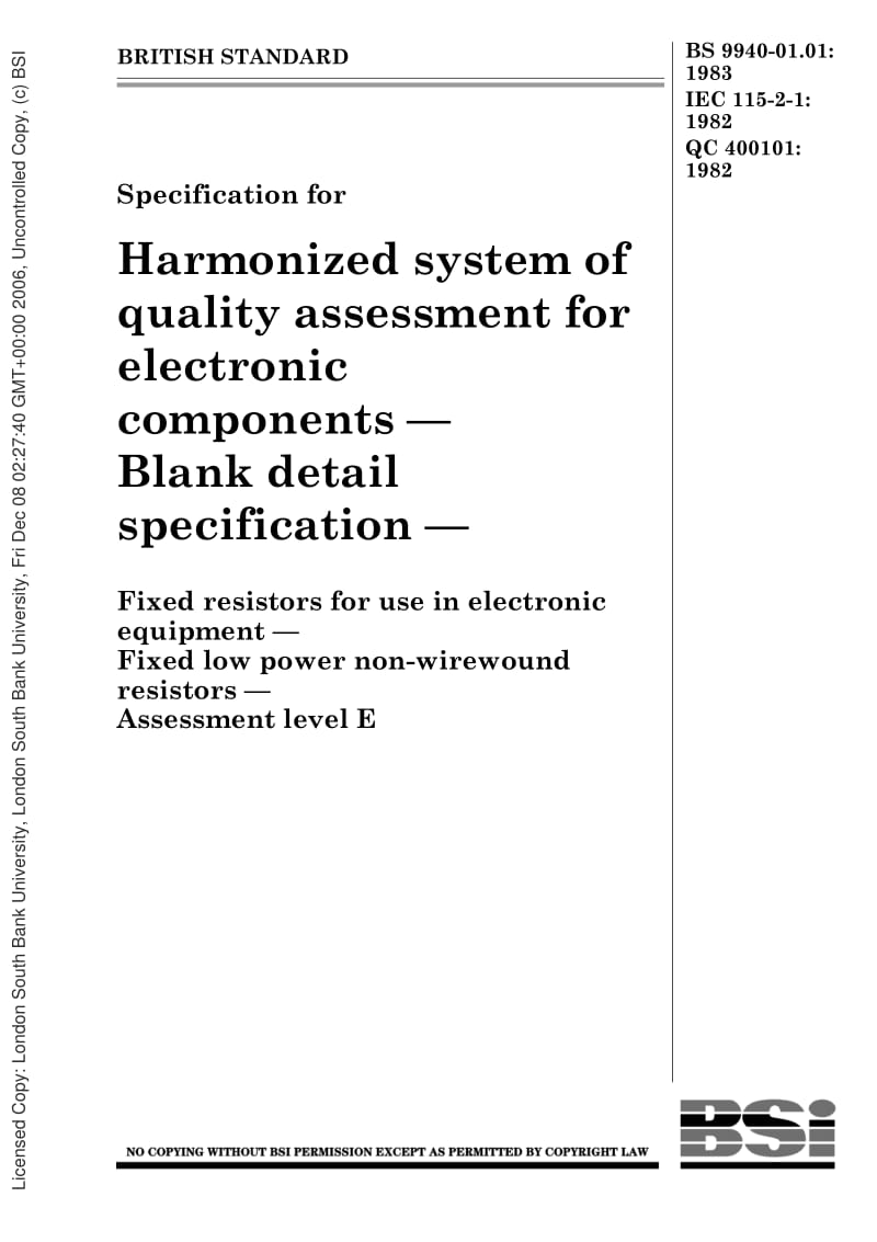 BS-9940-01.01-1983 IEC-60115-2-1-1982 QC-400101-1982.pdf_第1页