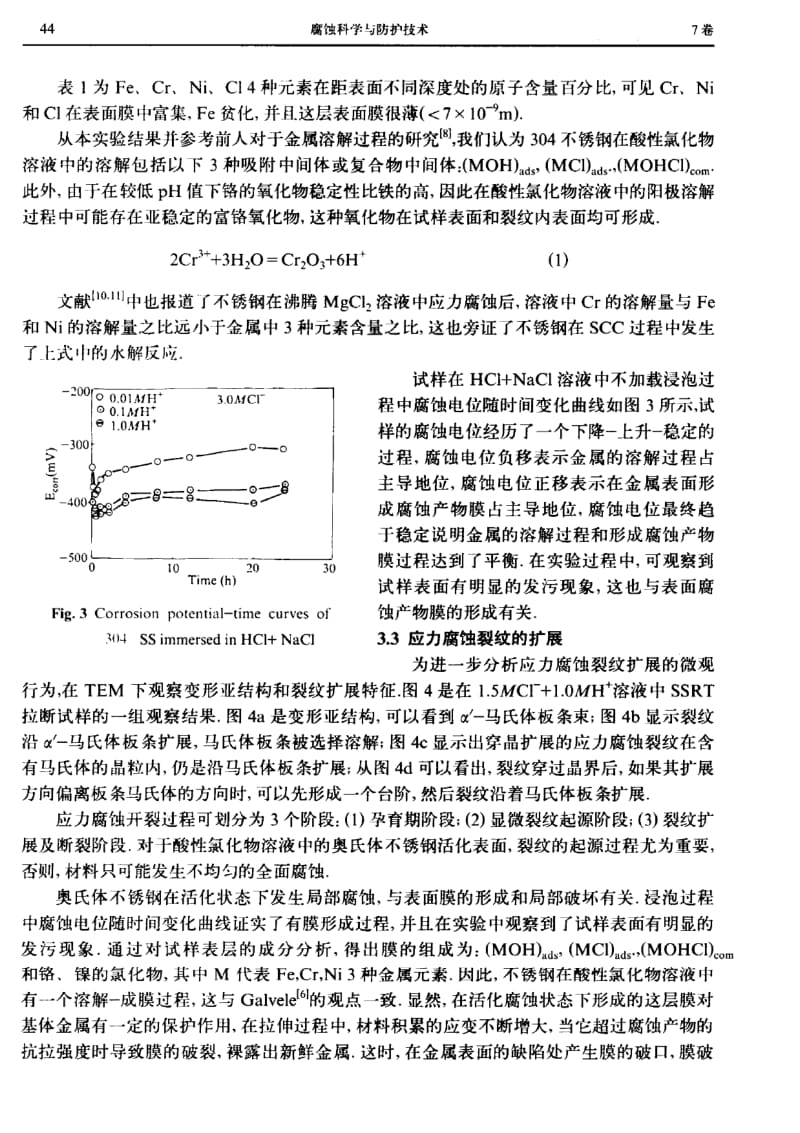 304不锈钢在室温HCl+NaCl溶液中的应力腐蚀机理.pdf_第3页