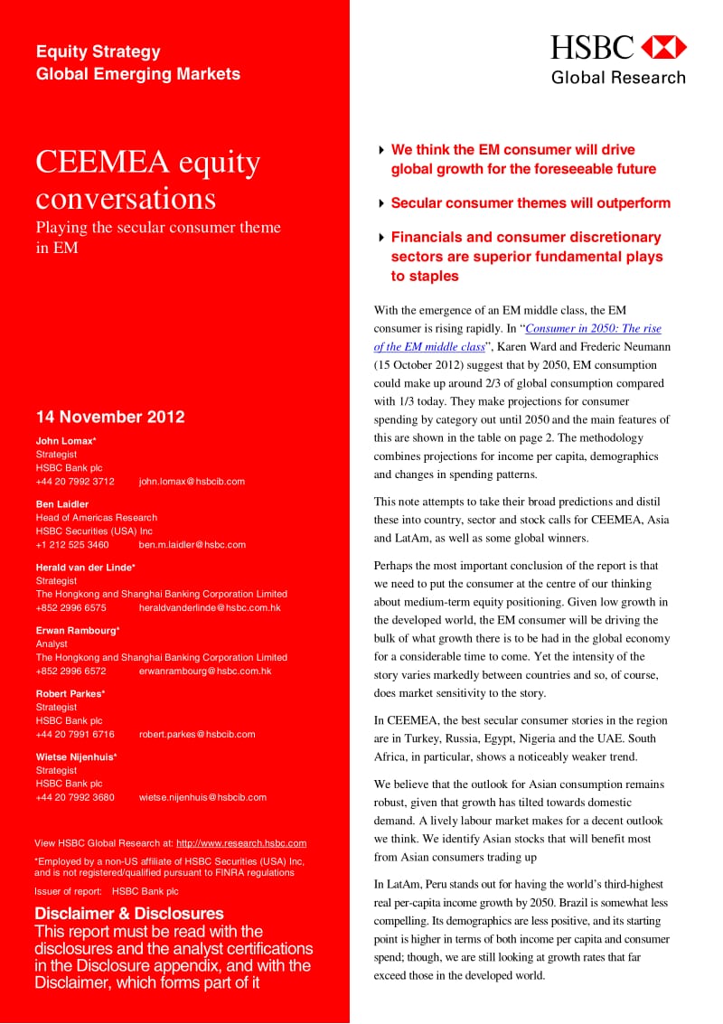 CEEMEA_EQUITY_CONVERSATIONS：PLAYING_THE_SECULAR_CONSUMER_THEME_IN_EM-2012-11-15.pdf_第1页