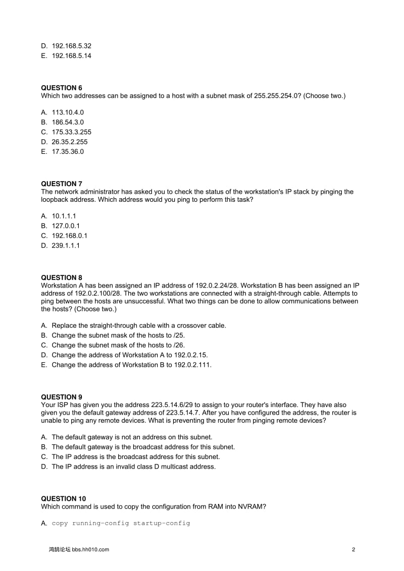 CCNA(640-802)题库V104.4(纯净打印版).pdf_第2页