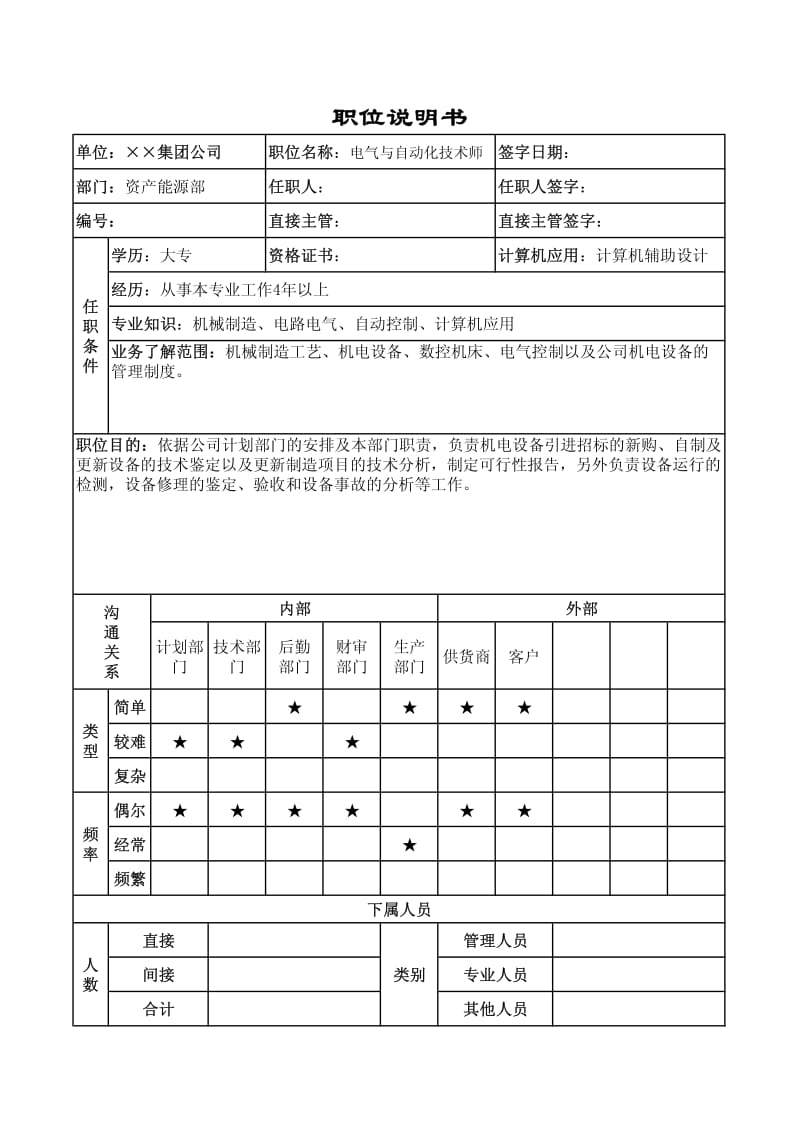 02018-职位说明书-资产能源部-电器与自动化技术师正4.pdf_第1页