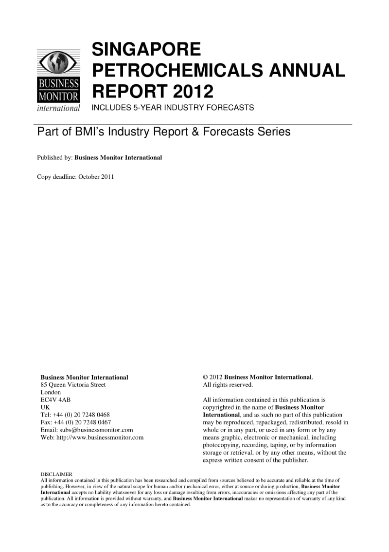 BMI Singapore Petrochemicals Report 2012.pdf_第2页