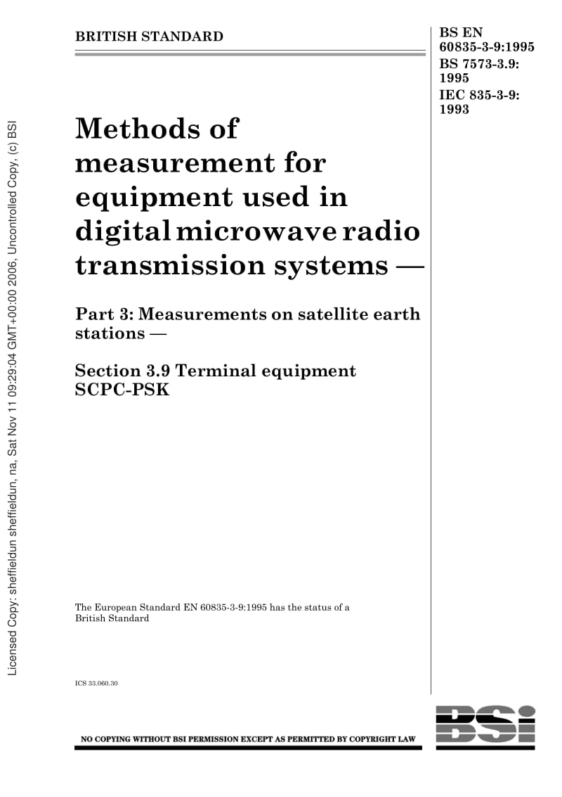 BS-EN-60835-3-9-1995 BS-7573-3.9-1995 IEC-60835-3-9-1993.pdf_第1页