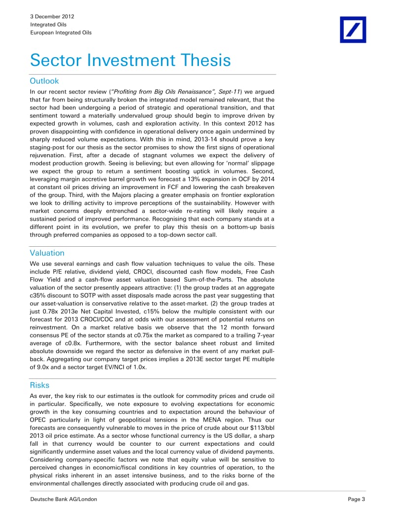 EUROPEAN_INTEGRATED_OILS_2013_OUTLOOK：MUCH_TO_PROVE-2012-12-03.pdf_第3页