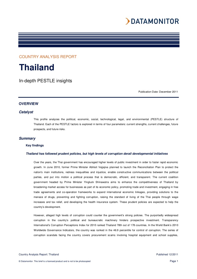 COUNTRY ANALYSIS REPORT - Thailand.pdf_第1页