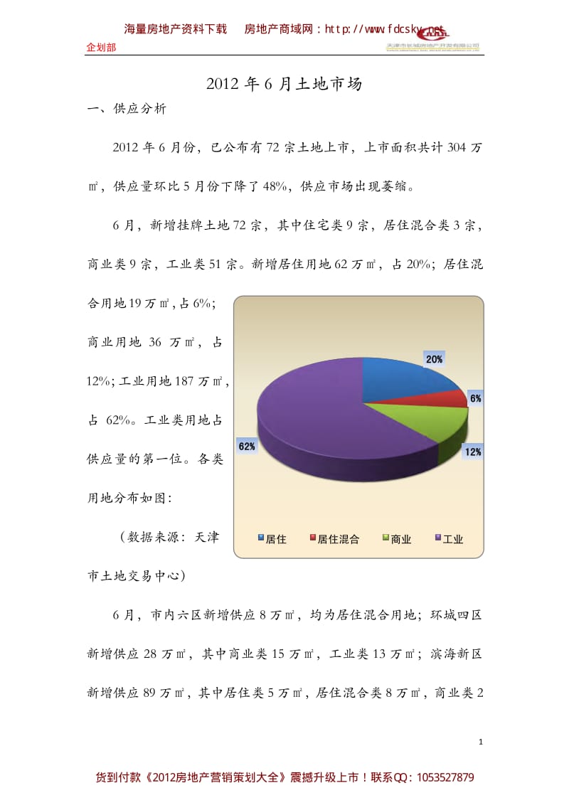 6月天津土地市场月报.pdf_第1页