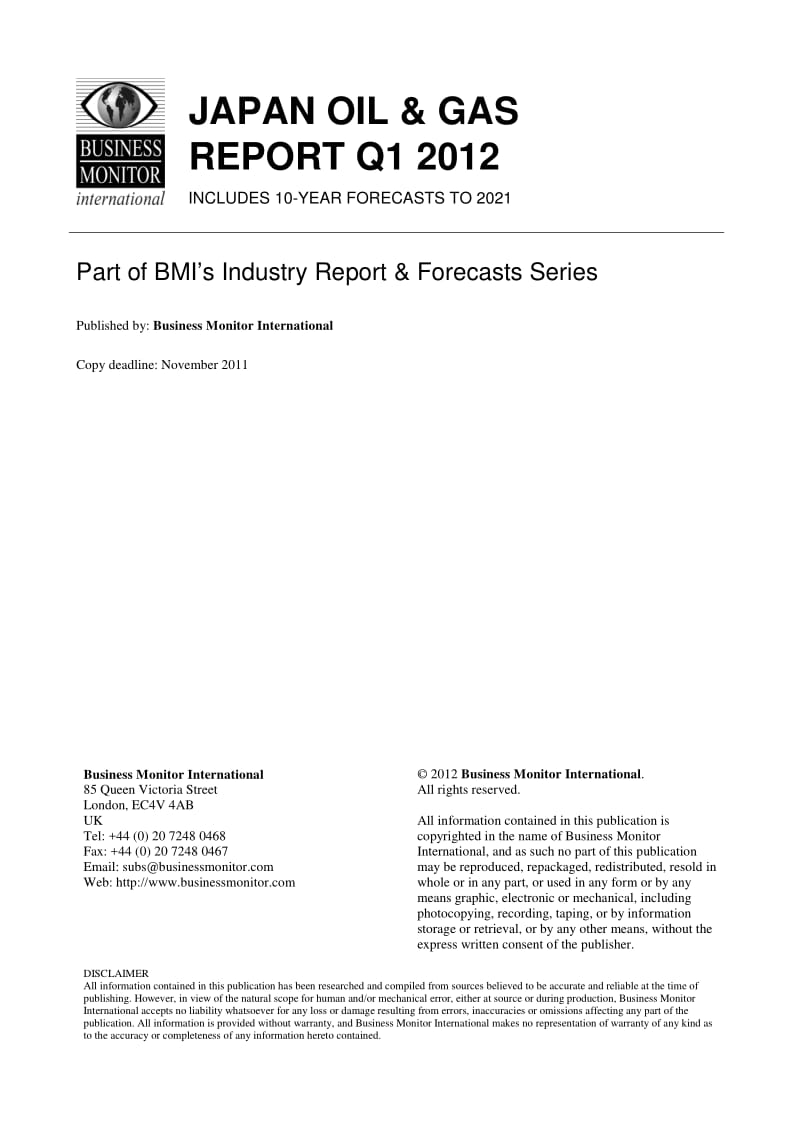 BMI Japan Oil and Gas Report Q1 2012.pdf_第2页